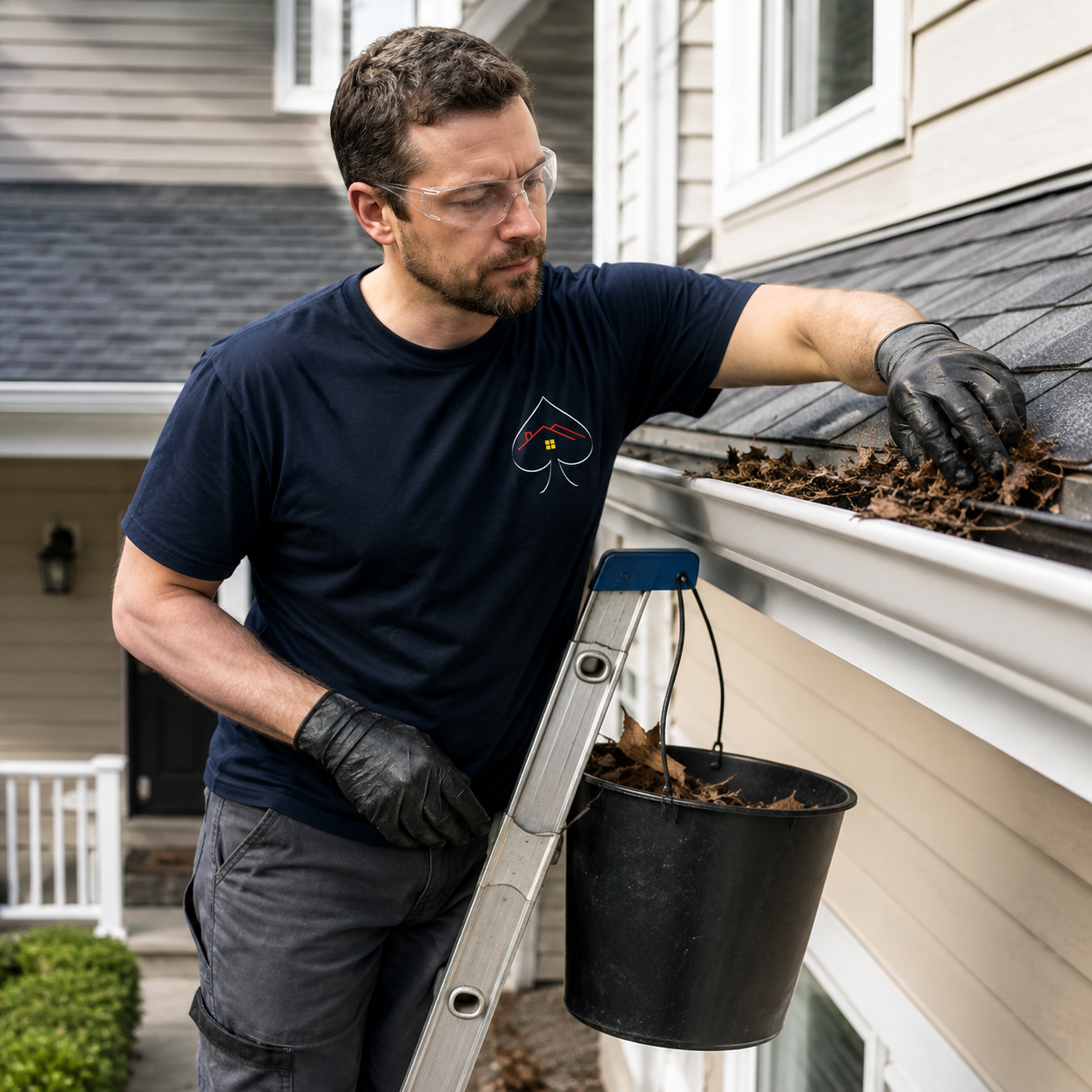 Residential gutter cleaning work